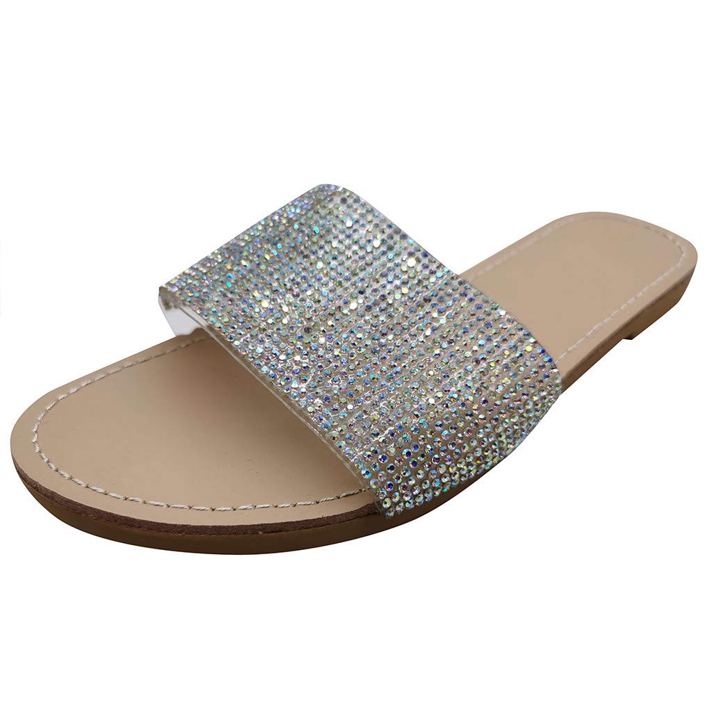 Women's Rhinestone Flip Flops - Open Toe Flat Sandals for Casual & Beach Wear - Black Dressy Sandals for Women | Perfect for Summer, Vacations & Poolside Relaxation