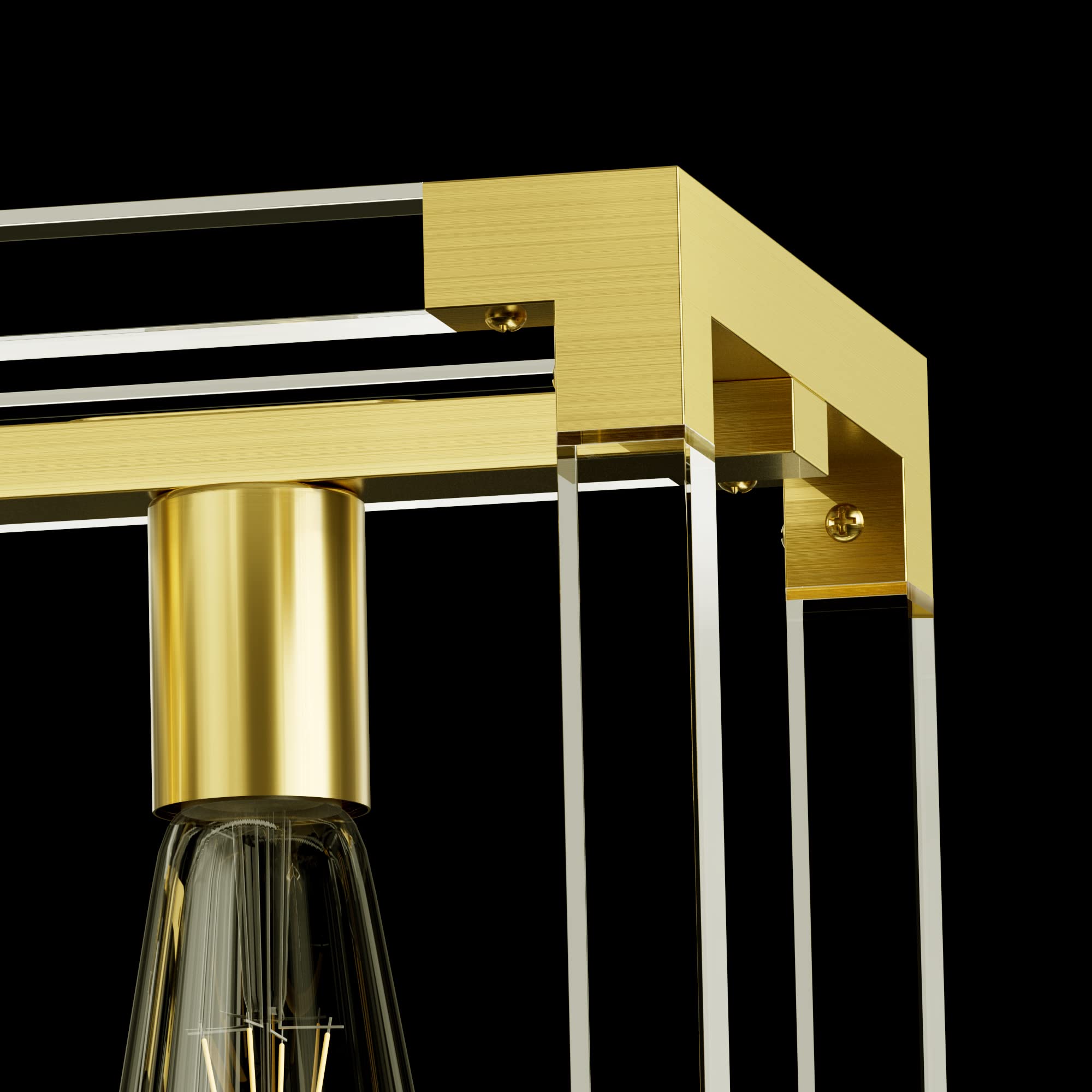 Modern 4-Light Gold Chandelier - Acrylic Hanging Ceiling Light Fixture for Dining Room, Kitchen Island & Living Room | Elegant Pendant Lighting for Home Decor & Special Occasions
