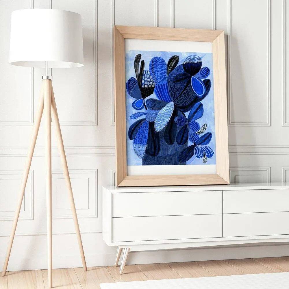 Wild Blue Bunch Abstract Art Print - Modern Wall Decor for Living Room, Bedroom & Office - Perfect for Home & Office Decor