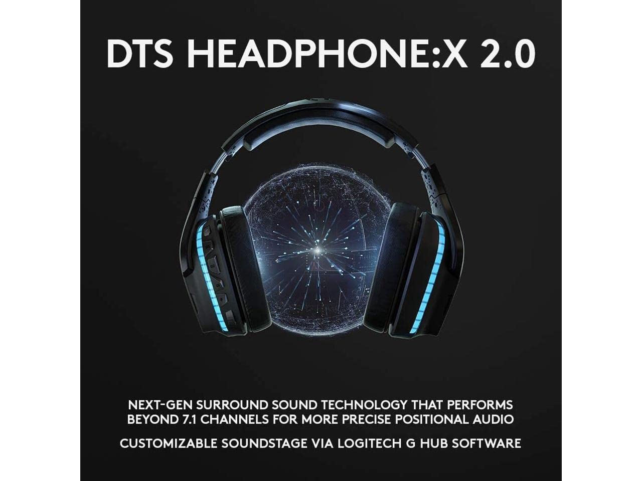 Logitech G935 Wireless Gaming Headset with DTS:X 7.1 Surround Sound, LIGHTSYNC RGB Lighting - Black & Blue (Renewed) - Perfect for PC Gaming, Streaming & Esports