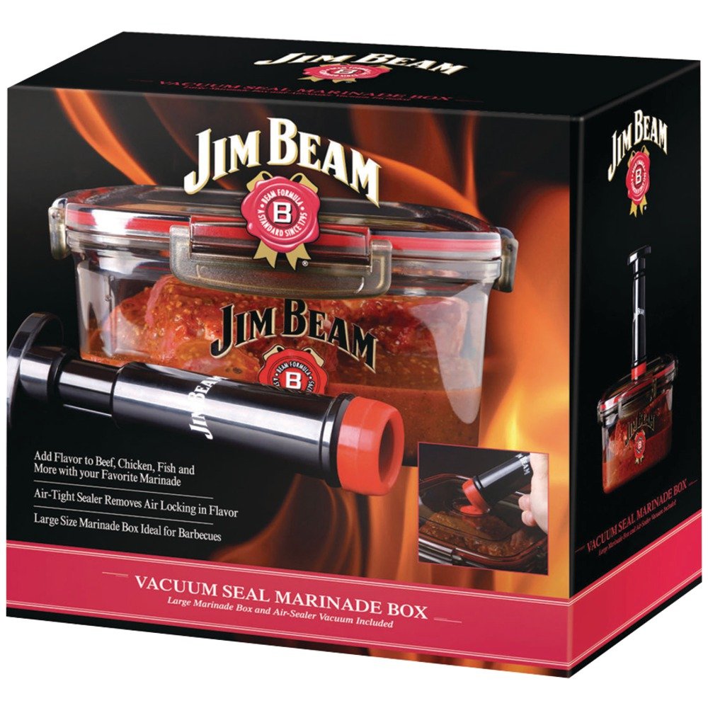 Jim Beam Vacuum Seal Marinade Box - Airtight Food Storage Container for Meat, Vegetables & Meal Prep | Perfect for Sous Vide, Refrigerator & Freezer Organization
