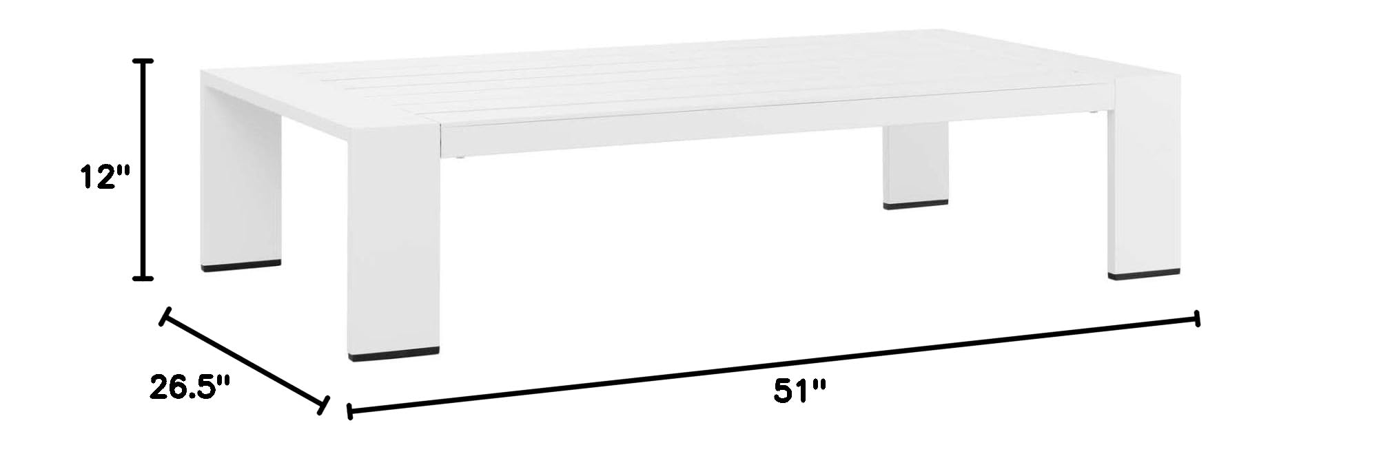 Modway Tahoe Patio Aluminum Coffee Table with White Finish - Outdoor Furniture for Poolside, Garden & Backyard - EEI-5677-WHI