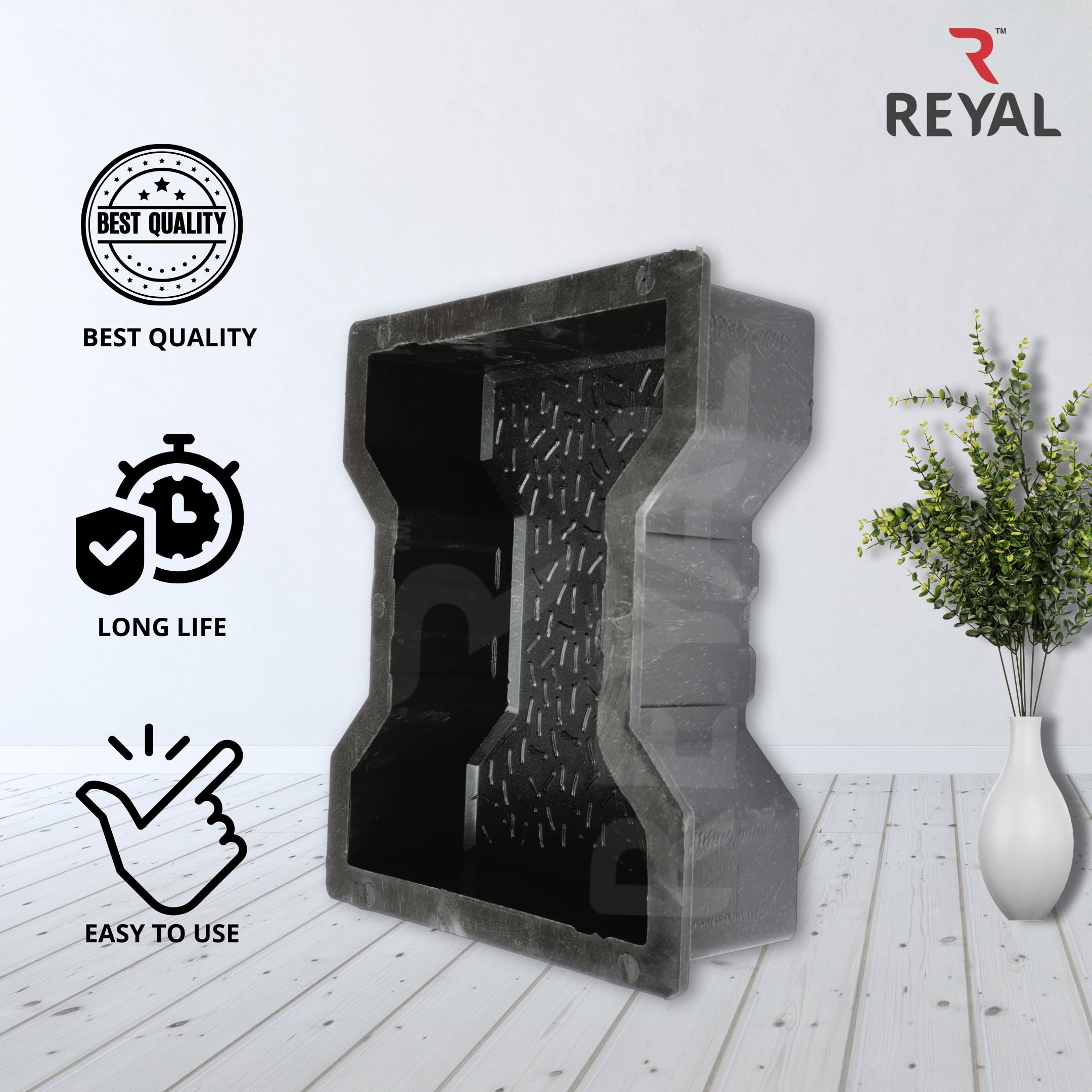 Reyal Dumbbell Paver Block Mould - Pack of 5 Black PVC Molds for Concrete Paving Stones | Heavy Duty Outdoor Walkway Maker | Made in India | Perfect for DIY Garden Paths, Patios & Driveway Projects