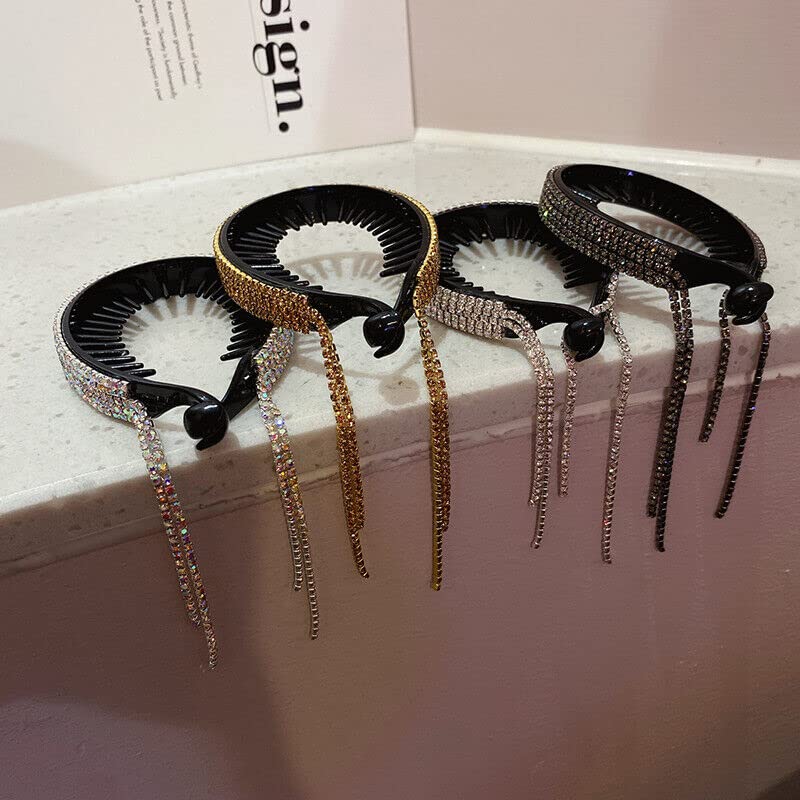 Sparkling Rhinestone Hair Bun Cover Clips - Elegant Glitter Claw Hair Accessories for Women (Black) | Perfect for Updos, Buns, Bridal & Party Hairstyles