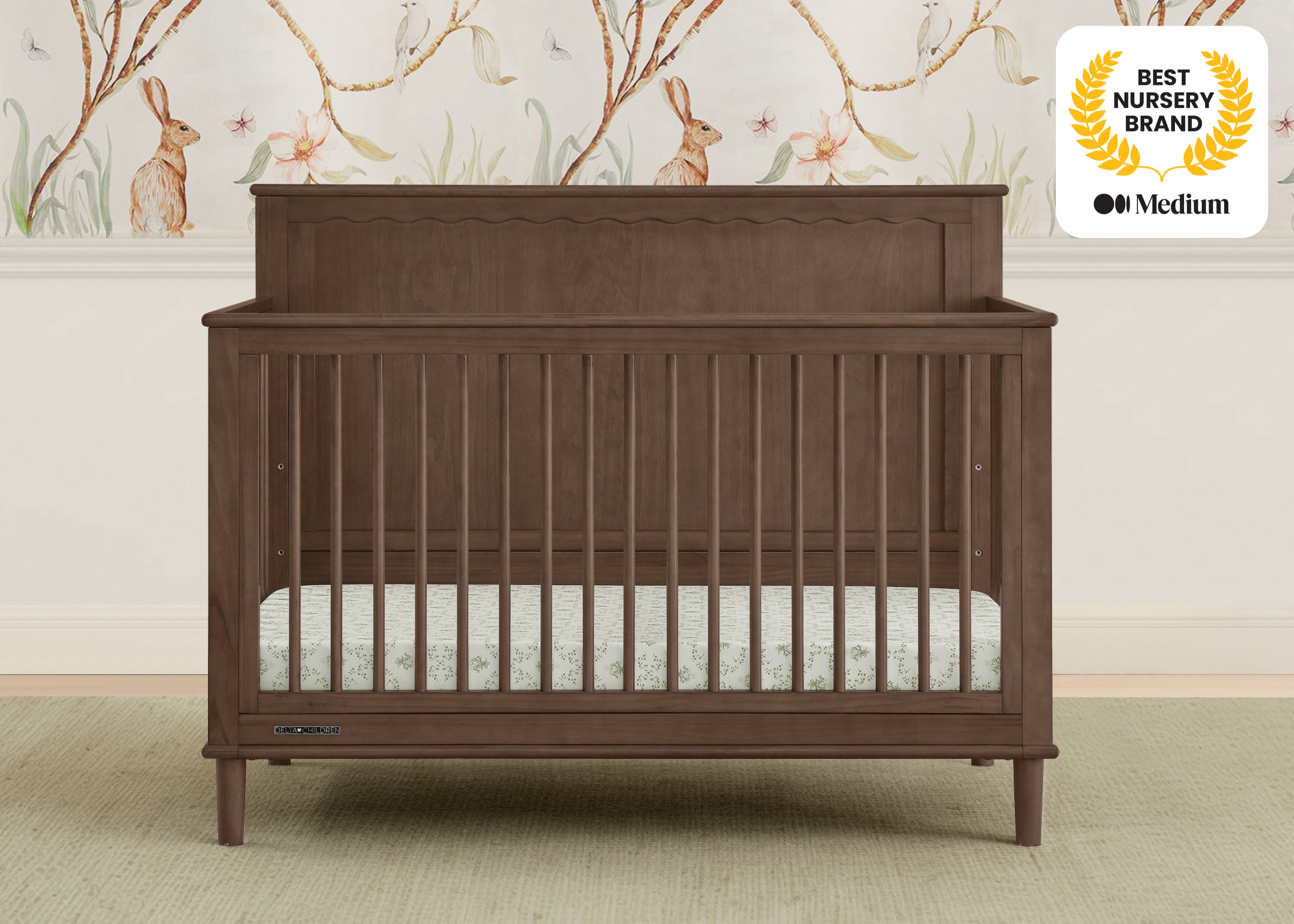 Penelope 6-in-1 Convertible Baby Crib - Toddler Bed with Mattress | Nursery Furniture for Boys & Girls | Perfect for Small Spaces & Growing Families