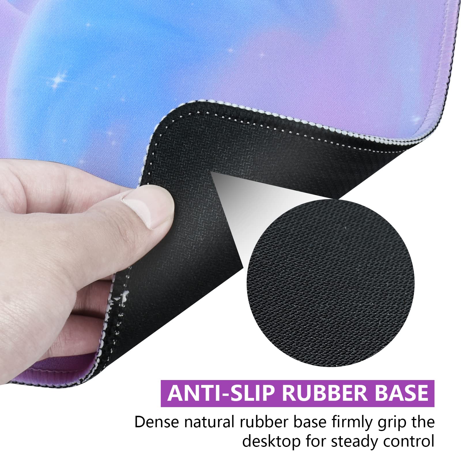10.2x8.2 Inch Waterproof Non-Slip Mouse Pad with Stitched Edges - Purple Gaming & Office Desk Mat for Computer, Laptop, Keyboard - Perfect for Home, Work & PC Gaming Setup
