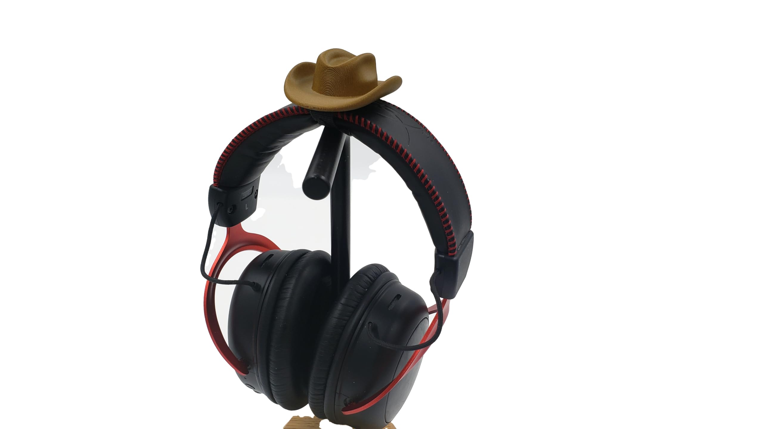 Wood Black Cowboy Hat Attachment for Gaming & Streaming Headsets - Perfect for Cosplay, Live Streaming Props & Gamer Gifts (Size S) - Ideal for Twitch Streamers, YouTube Content Creators & Western-Themed Events
