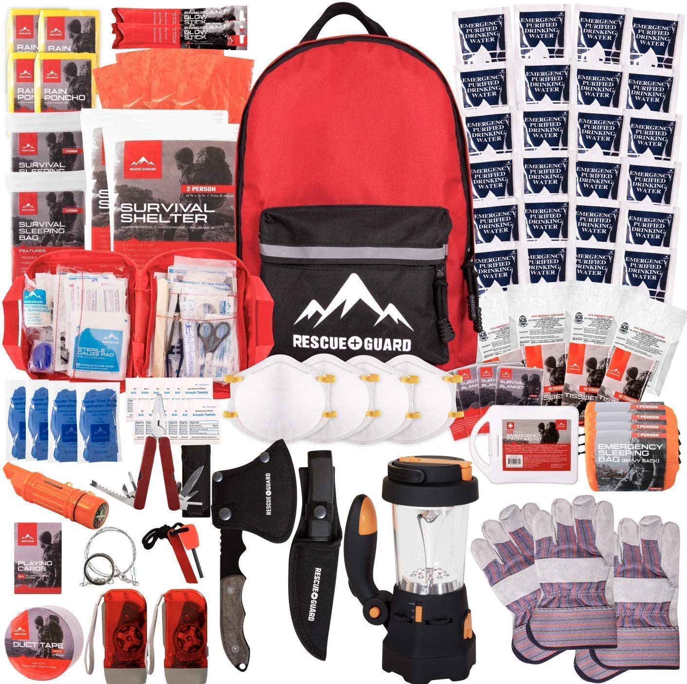 Rescue Guard First Aid Kit - 72 Hour Emergency Survival Supplies for Hurricane, Earthquake & Disaster Preparedness | Family Bug Out Bag for Home, Car & Outdoor Adventures