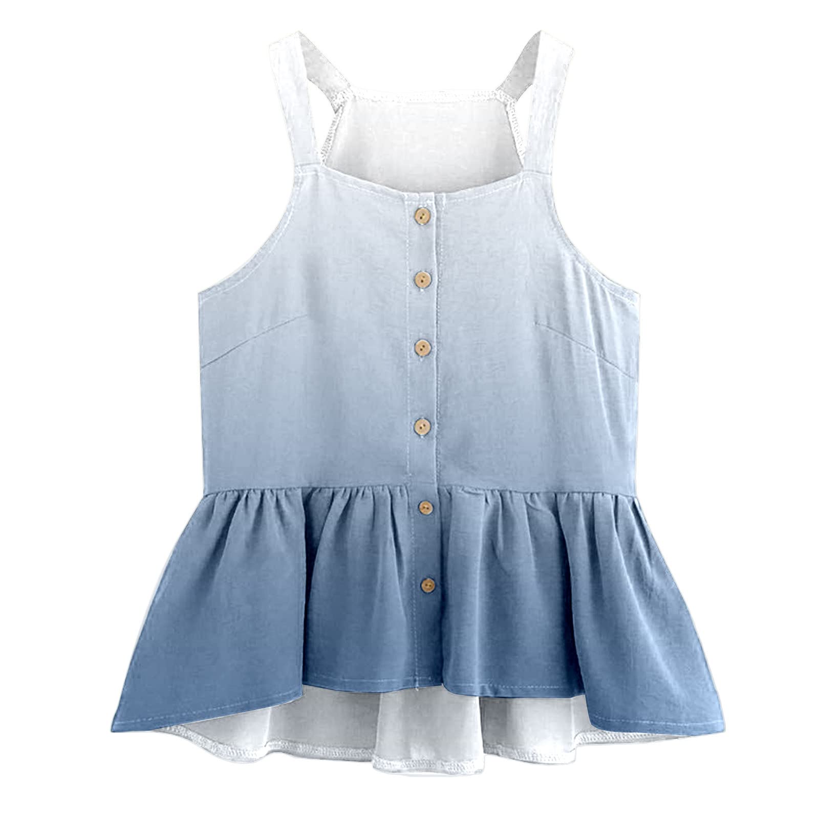 DGTVVR Women's Oversized White Button Down Shirt - Casual Sleeveless Blouse with Pleated Ruffle Hem | Perfect for Office, Summer Outfits & Beach Cover-Ups