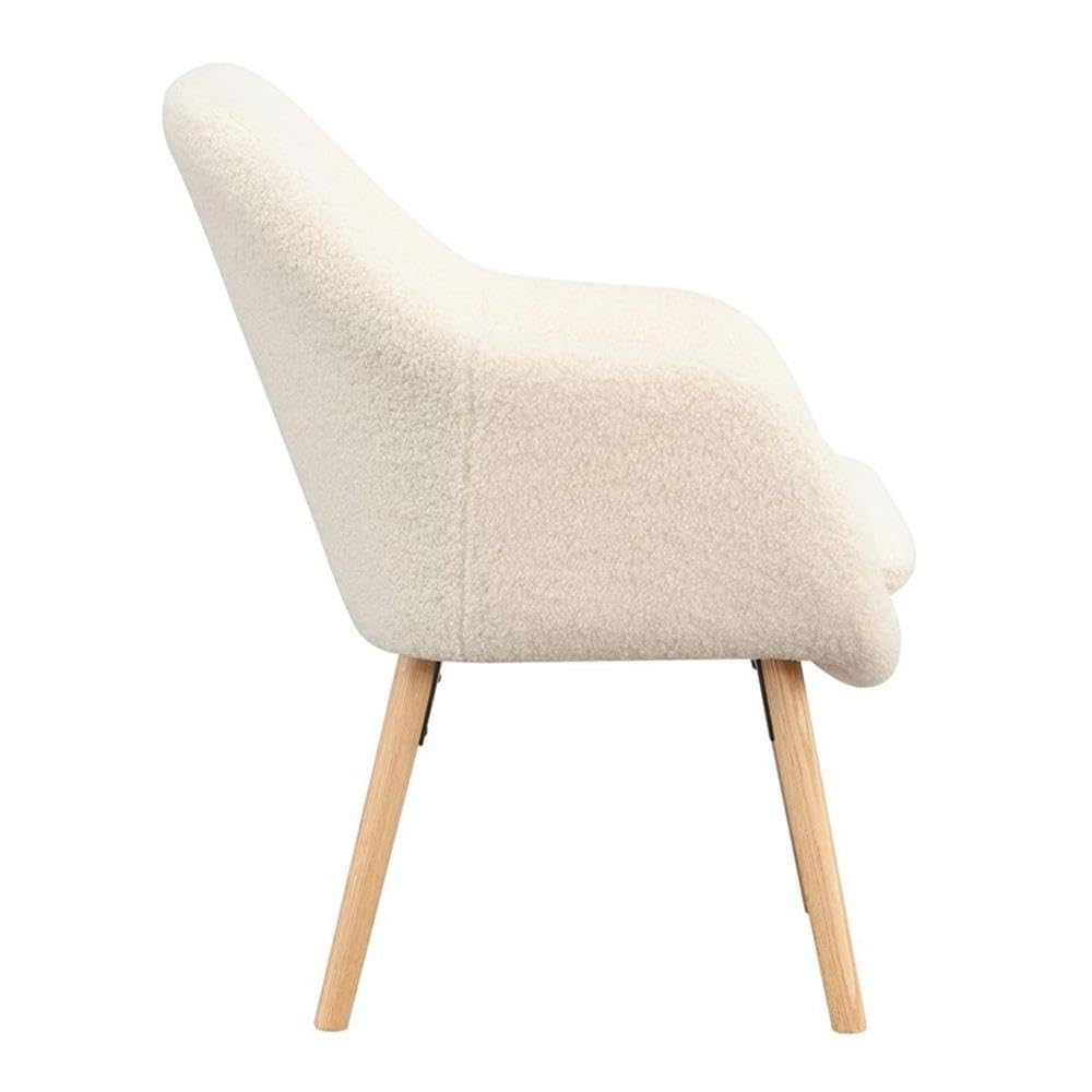 Home Square Charlotte Sherpa Furniture Accent Chair in Off White - Set of 2 Cozy Living Room Chairs for Small Spaces, Perfect for Reading Nook or Bedroom Sitting Area