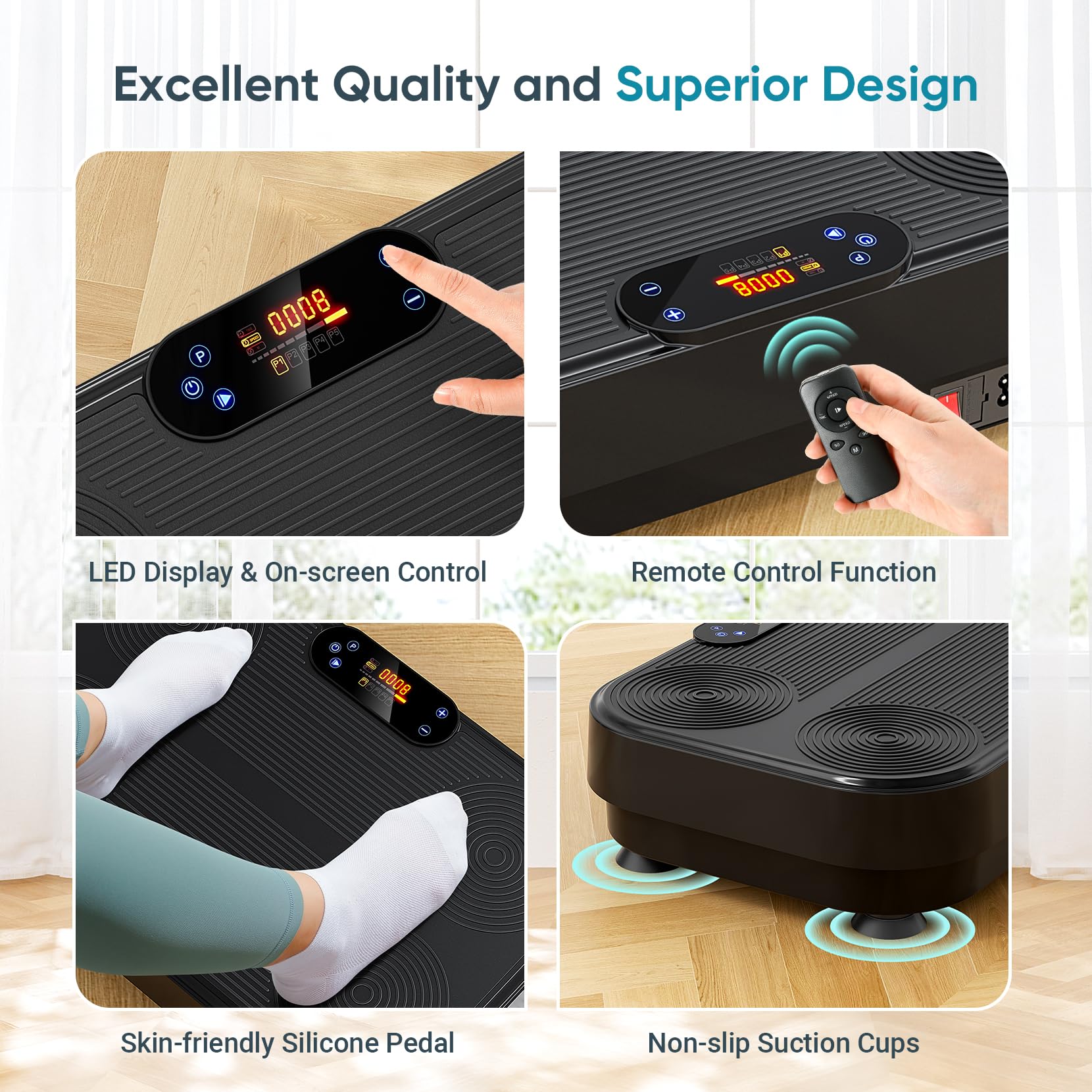 Dripex Vibration Plate Exercise Machine for Weight Loss & Lymphatic Drainage - Whole Body Workout Vibration Platform for Women & Men - Home Gym Equipment for Fat Burning, Toning & Relaxation - Perfect for Home Fitness, Physical Therapy & Post-Workout Recovery