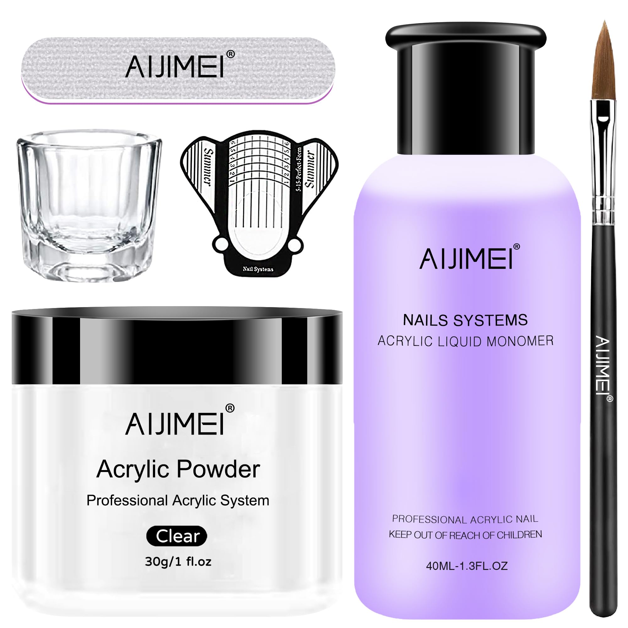 AIJIMEI Professional Acrylic Nail Kit with Liquid Monomer & Powder - Complete Nail Extension System for Salon & Home Use - Nail Art Starter Kit for Beginners (Set A) - Perfect for Manicures, Nail Extensions & DIY Nail Designs