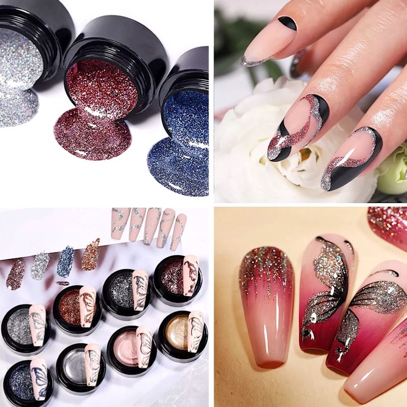 Born Pretty Shiny Glitter Gel Nail Polish - Long Lasting & High Pigment for DIY Nail Art, Salon Quality at Home | Perfect for Parties, Weddings & Special Occasions