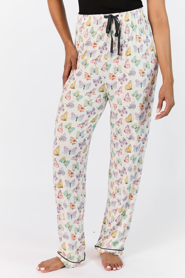 Butterfly Print Pajama Pants for Women - Soft & Comfortable Sleepwear - Perfect for Lounging, Travel & Relaxation at Home