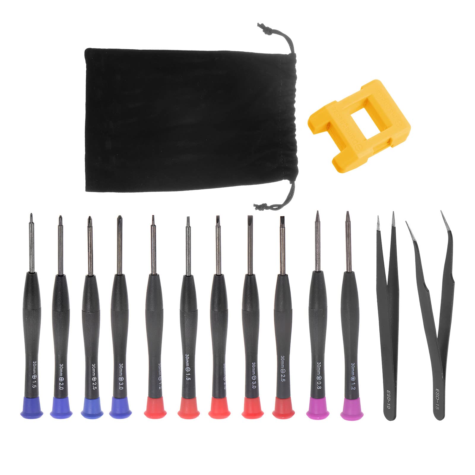 uxcell 14-in-1 Magnetic Precision Screwdriver Set with Tweezers & Magnetizer - Professional Electronics Repair Tool Kit for iPhone, Android Phones, Laptops, Computers & Small Appliances - Perfect for DIY Tech Repairs & Home Maintenance