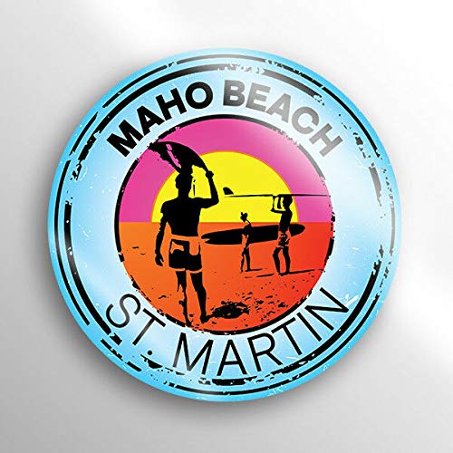 Waterproof Vinyl Decal Sticker for Car, Boat, Kayak - Maho Beach St Martin Travel Theme (5 Inch) - Perfect for Surf, Ski & Outdoor Adventures