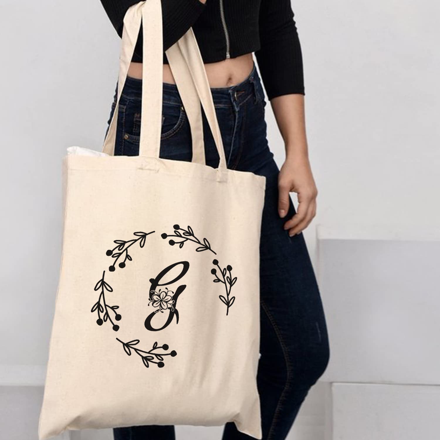 Custom Monogrammed Canvas Tote Bag for Women - Durable & Stylish Personalized Gift - Perfect for Work, Shopping, and Travel