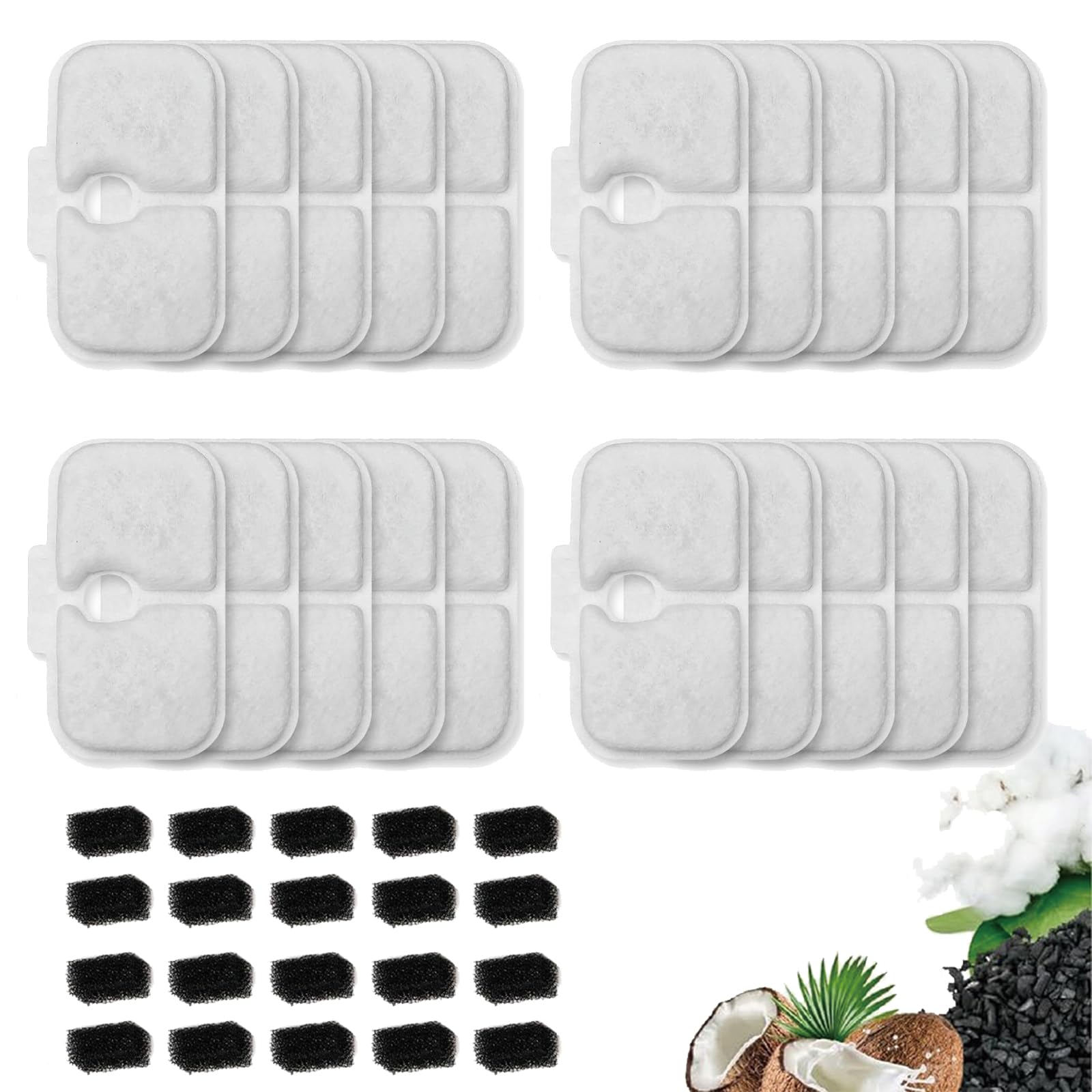 20 Pack Cat Water Fountain Filter Replacement for PETLIBRO Dockstream PLWF005/PLWF115/PLWF105 - Triple Filtration System with Pre-Filter Sponge - Perfect for Clean Water & Healthy Pets at Home