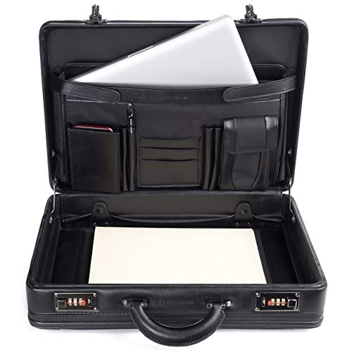 Alpine Swiss Expandable Hard Side Briefcase with Dual Combination Lock - Black | Business Travel & Office Carry-On Luggage for Professionals