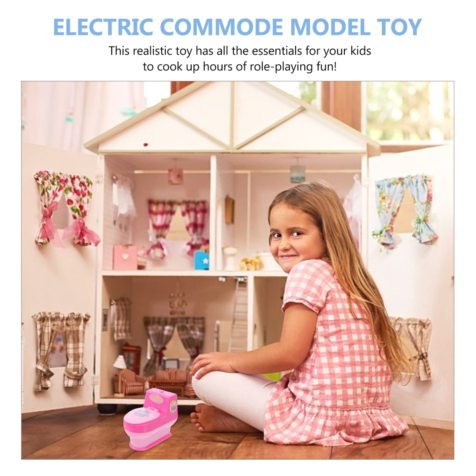 STOBOK Mini Toilet Toy - Electric Commode Pretend Play Toy for Kids, Miniature Simulation Bathroom Toy (11.5x7.2x10cm, Battery Not Included) - Perfect for Role Play, Dollhouse Accessories & Bathroom-Themed Pretend Games