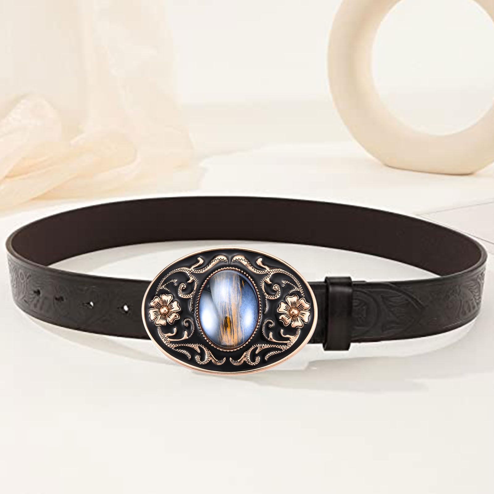 Western Floral Belt Buckle for Women & Men - Rodeo Style Cowboy Belt Accessory | Perfect for Christmas, Halloween, Birthday Gifts & Western Fashion Outfits