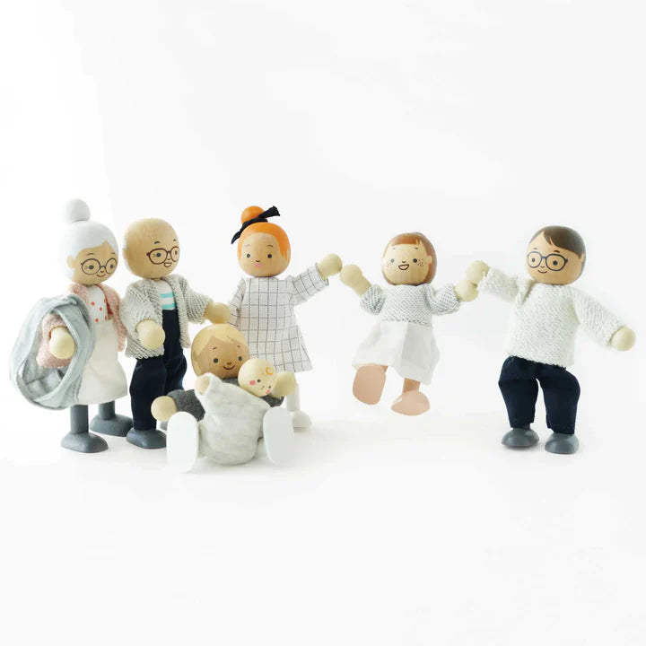 Miniature Doll House Figures - 6-Piece Doll Family Set for Kids, Perfect for Dollhouse Playsets, Role Play & Collectibles