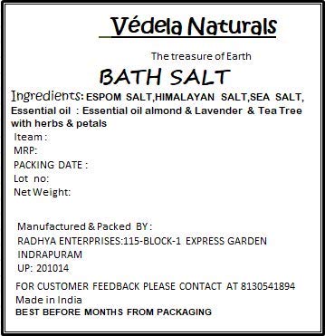 VÉDELA Naturals - Herbal Bath Salt with Lavender & Tea Tree Essential Oils | 250g Relaxing Detox Bath Soak for Stress Relief & Skin Care | Perfect for Spa Nights & Self-Care Rituals