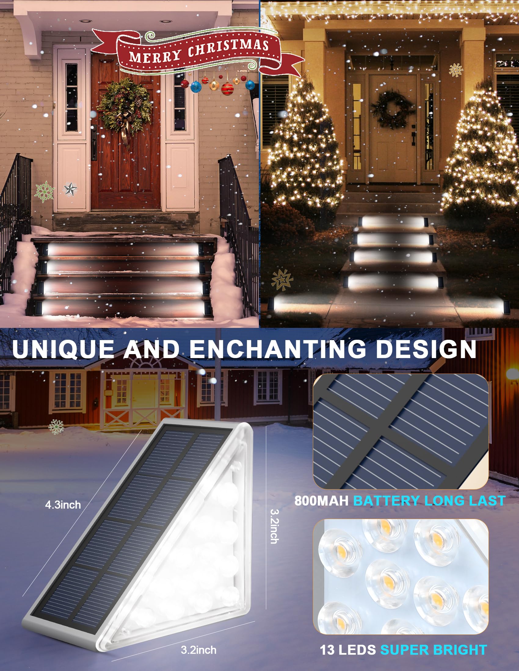 Solar Powered LED Step Lights - Waterproof IP67 Outdoor Stair Lighting for Yard, Patio, Garden, Walkway, Driveway & Porch (6 Pack) - Perfect for Nighttime Safety & Landscape Decoration