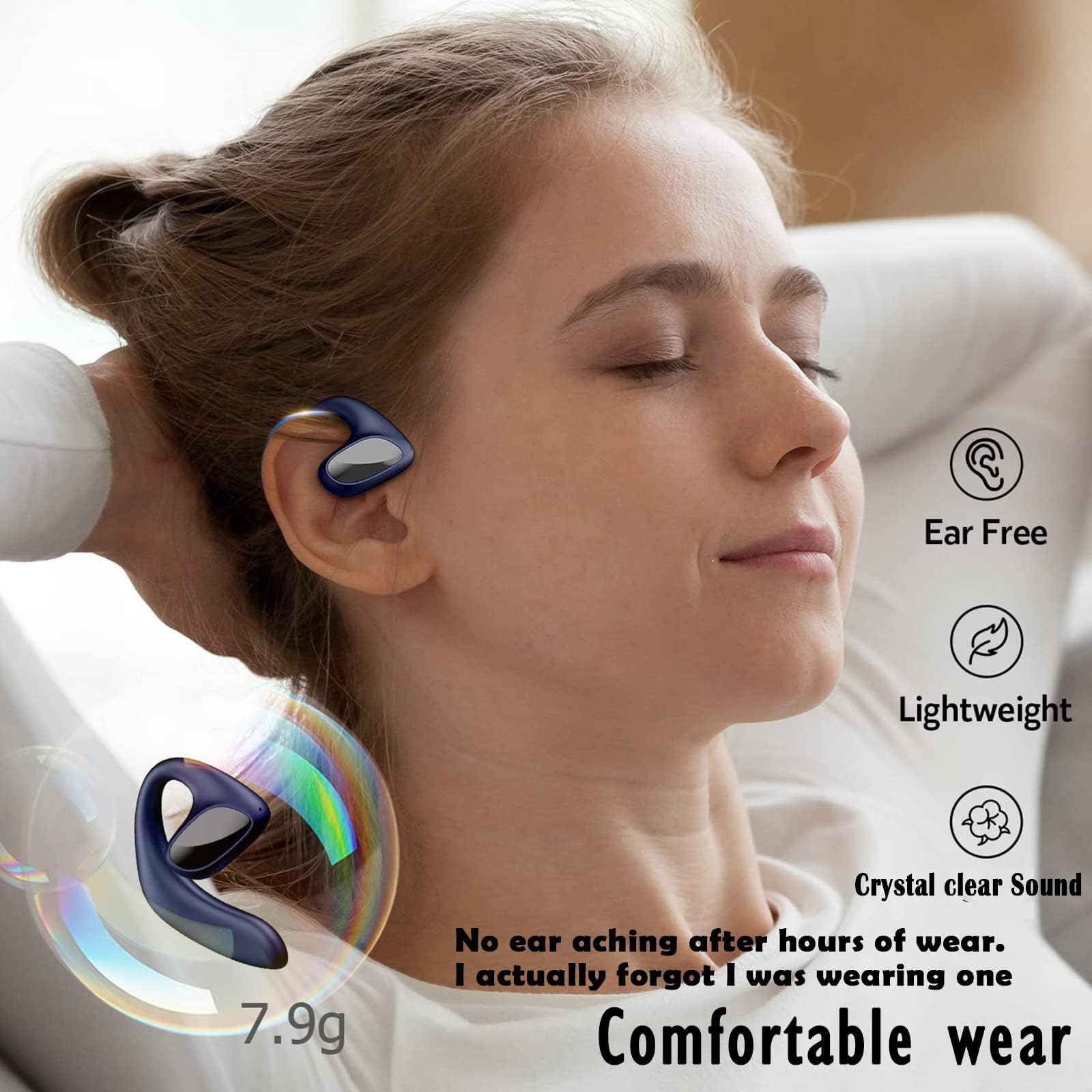 Wireless Bluetooth Bone Conduction Headphones - Open Ear Wrap Around Over-Ear Earbuds with Ear Hook & Mic | Perfect for Running, Cycling, Workouts & Outdoor Activities