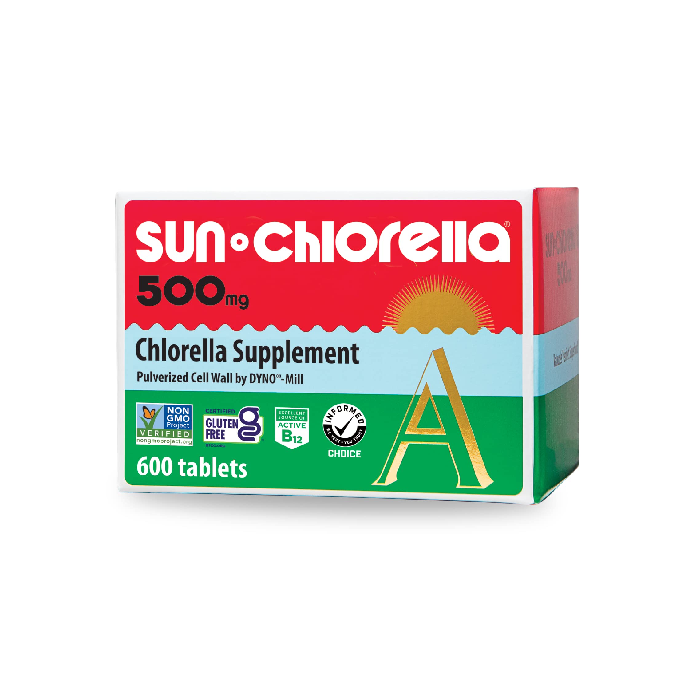 Sun Chlorella 500mg Green Algae Superfood Supplement - Immune Support, Gut Health, Detox & Energy Boost | Rich in Chlorophyll, B12, Iron & Protein | Non-GMO, 600 Tablets | Perfect for Daily Wellness, Detoxification & Vegan Nutrition