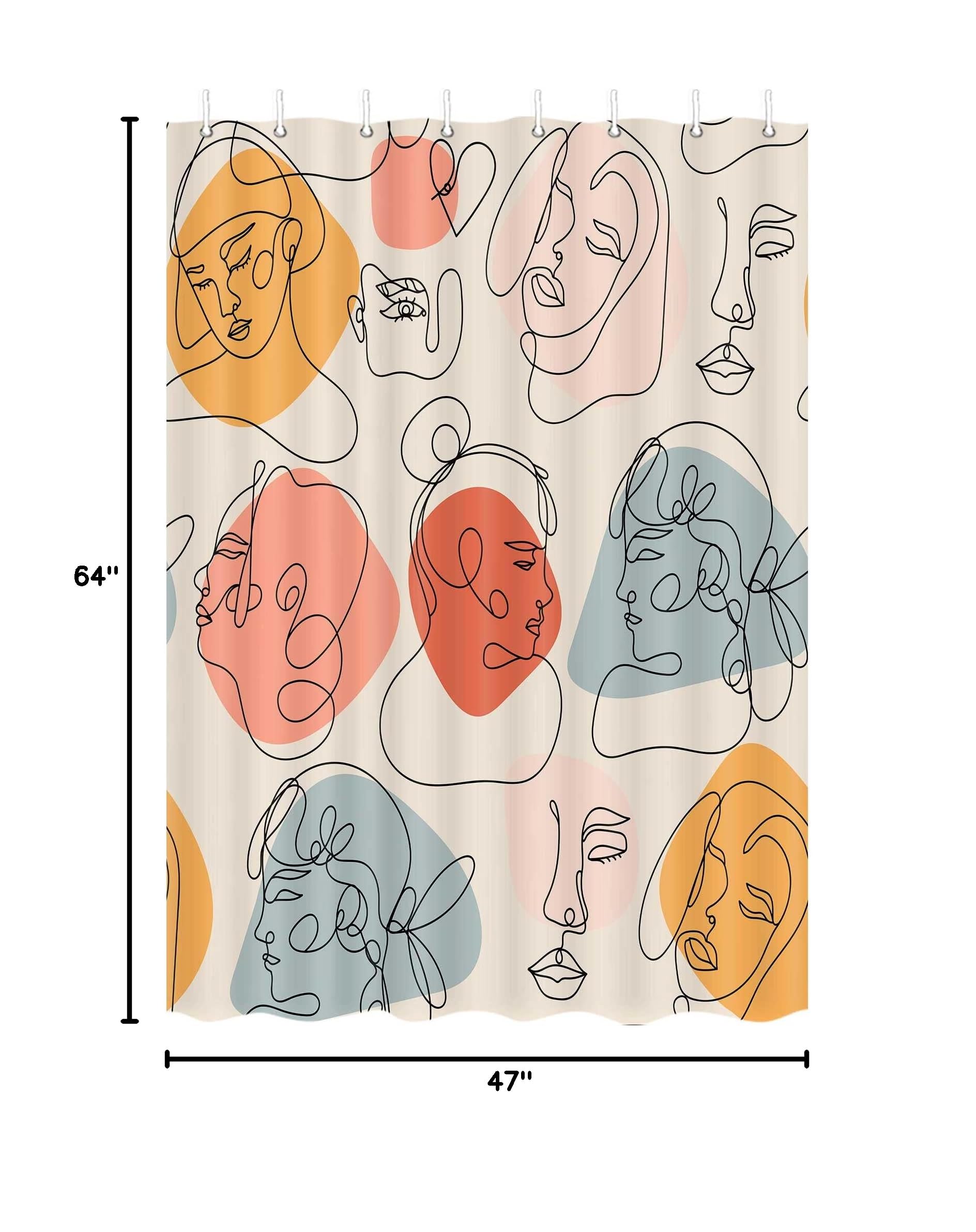 Modern Abstract Camper RV Shower Curtain Set - Beige Travel Trailer Bathroom Decor for Small Narrow Showers (47x64 Inches) with Hooks - Perfect for Camping, RV Trips & Outdoor Adventures