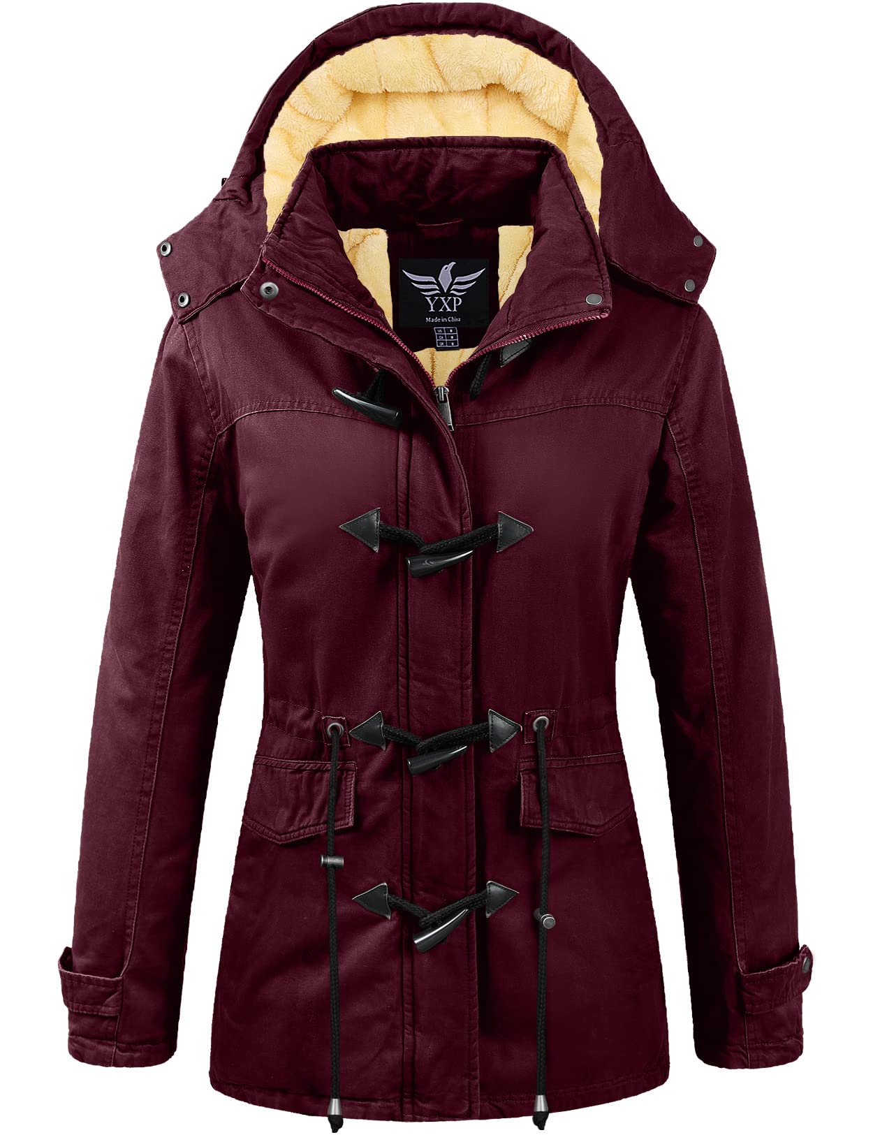 YXP Women's Winter Thickened Military Parka Jacket - Warm Fleece Lined Cotton Coat with Detachable Hood | Cold Weather Outerwear for Snow, Hiking & Outdoor Activities