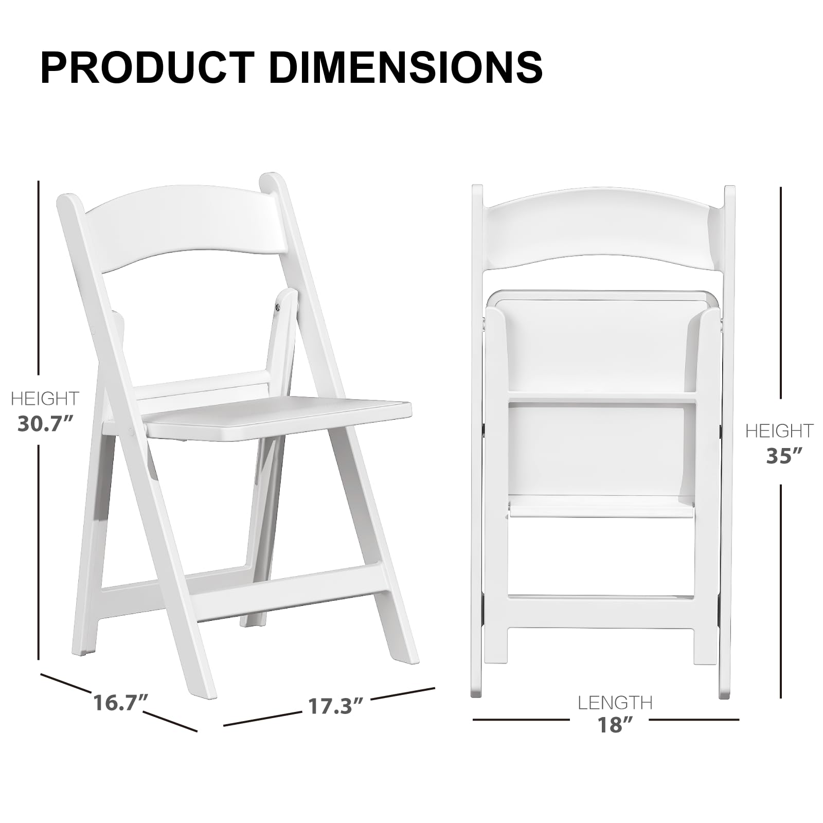 4 Pack White Resin Folding Chairs with Cushion - Lightweight Plastic Foldable Chairs for Wedding, Party, Home & Events - Indoor/Outdoor Use with 600lbs Capacity - Perfect for Backyard BBQs, Picnics, Banquets and Temporary Seating