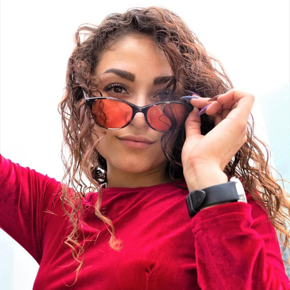 TheraSpecs Audrey Glasses for Light Sensitivity & Migraine Relief - FL-41 Tinted Lenses, Blue Light Blocking, Computer & Outdoor Use (Bundle) - Perfect for Office Work, Screen Time, and Bright Environments
