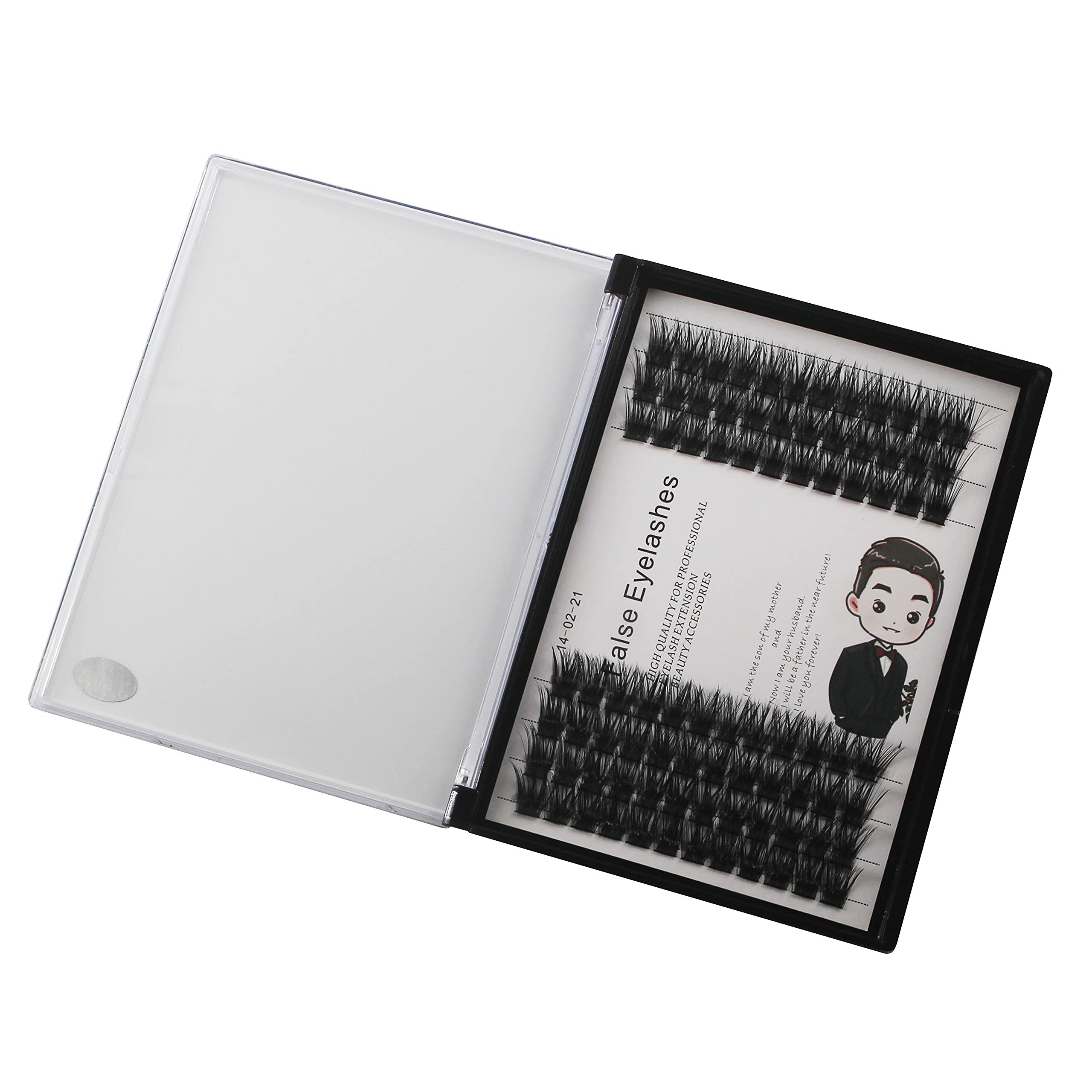 Bodermincer 84 Clusters D Curl Wide Cluster False Eyelashes - Natural Volume Lashes Set for DIY Eyelash Extension | 3D Effect Glue Bonded Band Individual Lashes (14mm) - Perfect for Home Use, Special Occasions & Professional Makeup