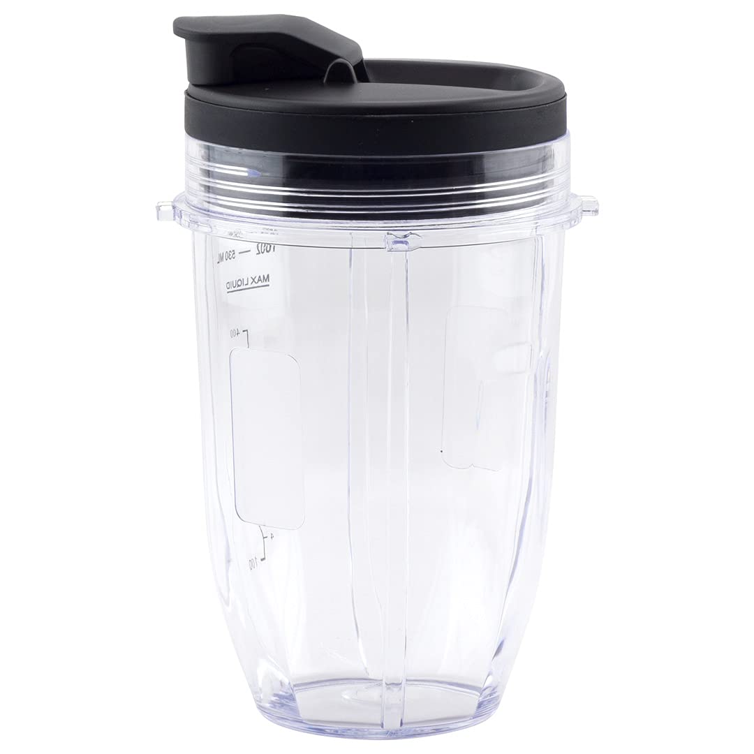 18 oz Cup with Spout Lid Replacement Parts - Compatible with Nutri Ninja Auto-iQ BL480 BL640 CT680 Blenders - Perfect for Smoothies, Protein Shakes & Meal Prep - Model 427KKU450 528KKUN100