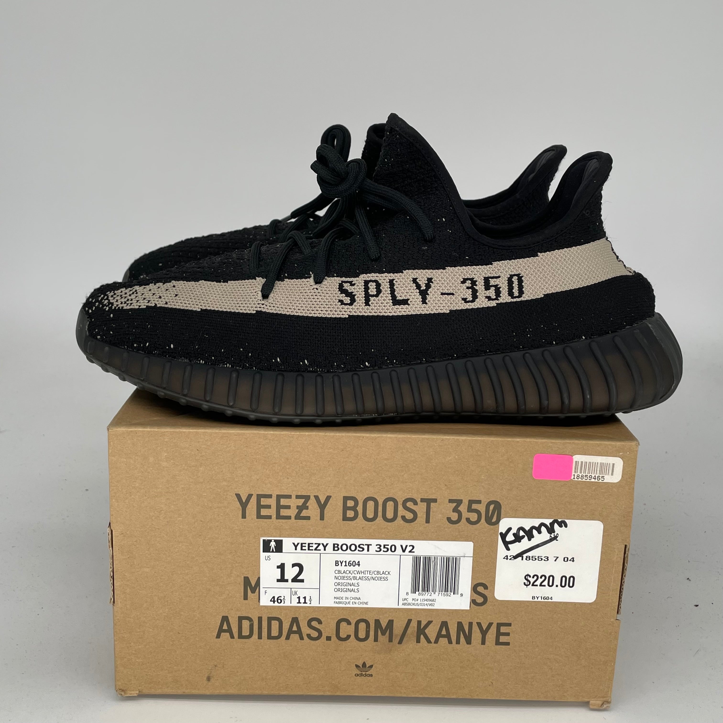Adidas Yeezy Boost 350 V2 Core Black/White - Men's Size 12 Sneakers BY1604 | Running, Gym & Casual Wear