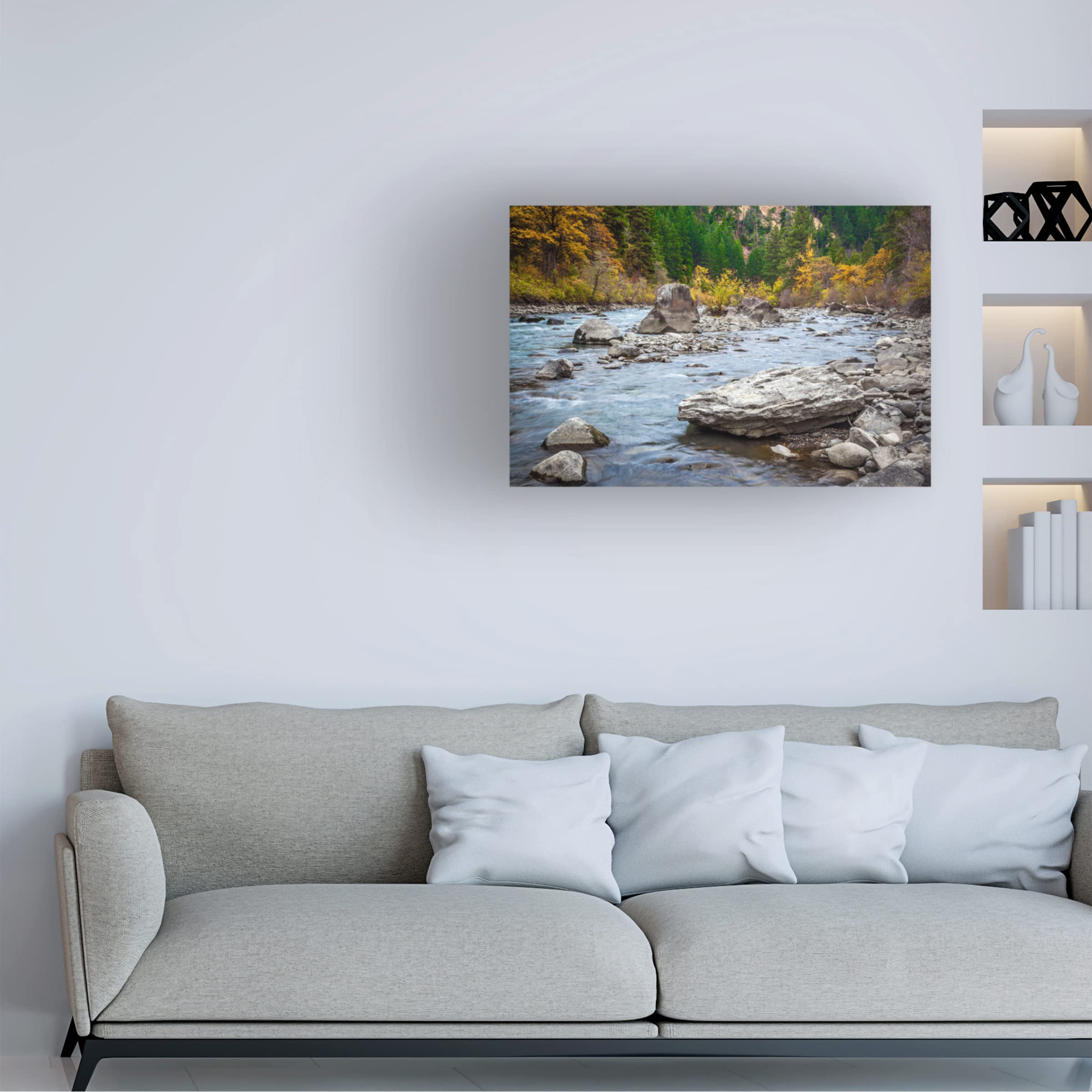 Michael Broom 'Rocky River' Landscape Canvas Wall Art Print - Nature Inspired Decor for Living Room, Bedroom & Office | Trademark Fine Art Collection
