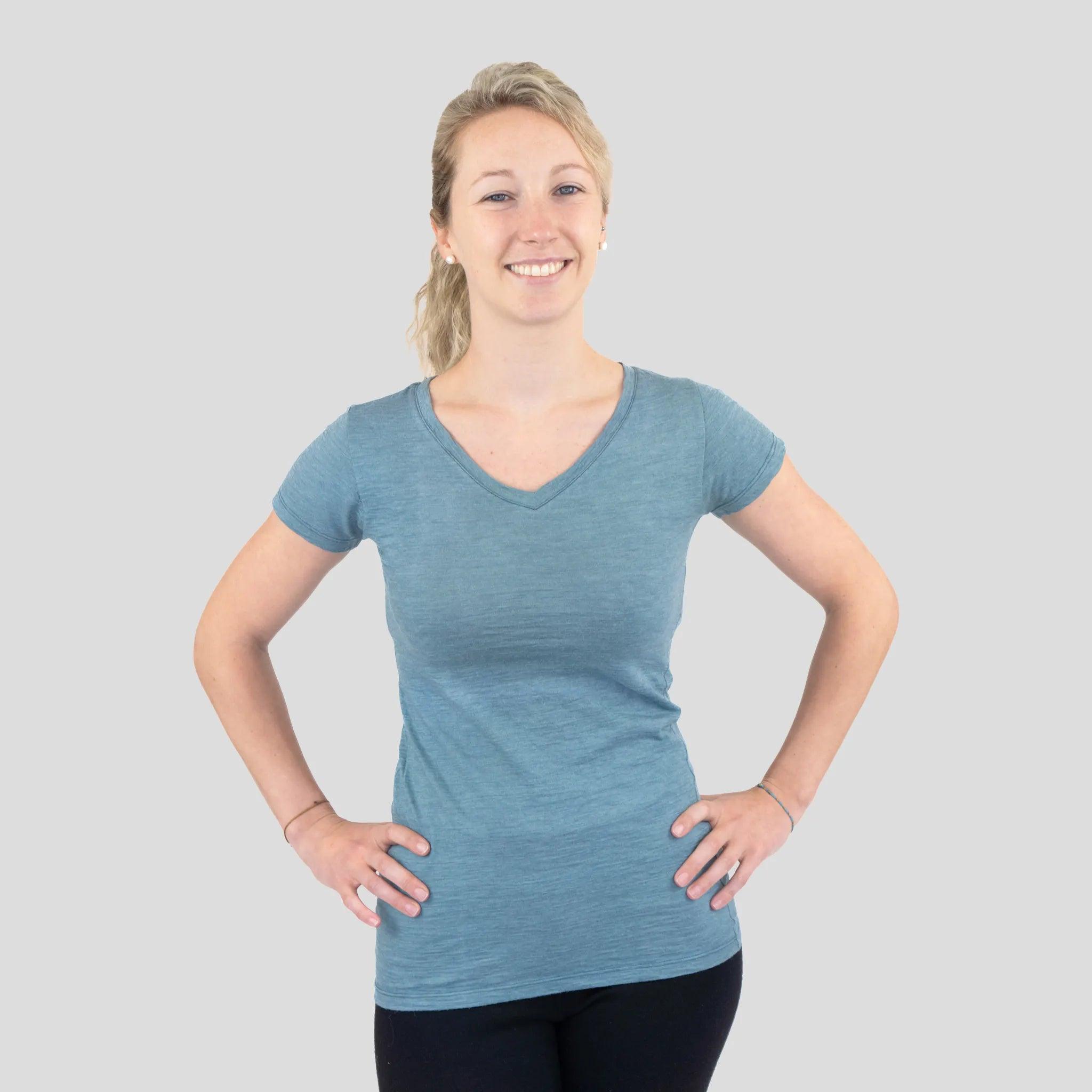 Ultralight 160 Women's Alpaca Wool V-Neck T-Shirt - Soft & Breathable for Travel, Hiking & Everyday Wear