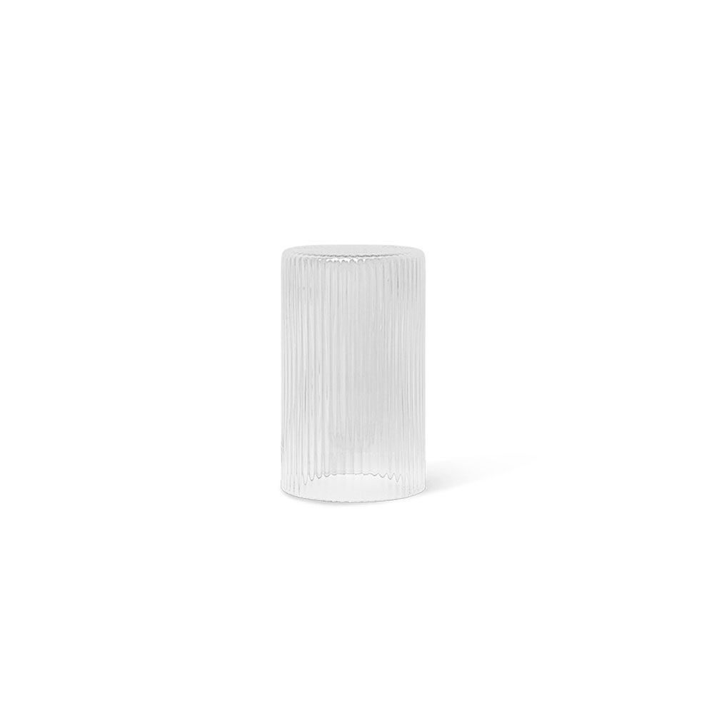 FERM LIVING Ripple Carafe Lid and Drinking Glass Set - Clear Glass Pitcher Cover with Matching Glass for Water, Juice & Beverages - Perfect for Home, Kitchen, and Party Serving