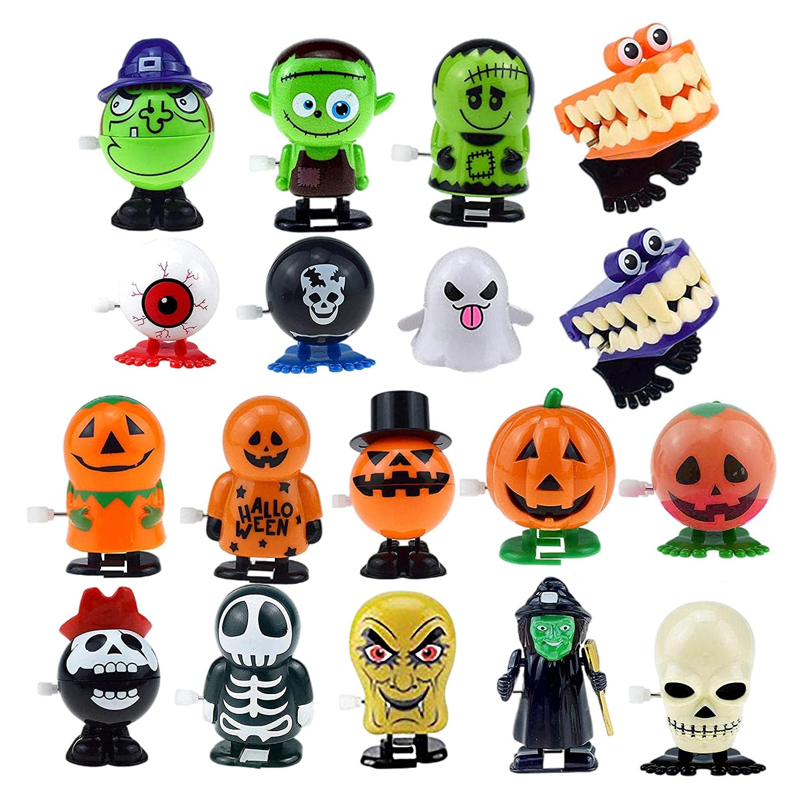 Halloween Wind-Up Teeth Toys with Eyes - Funny Jumping Chattering Ghost Pumpkin Novelty Toys for Kids - Perfect for Trick or Treat, Party Favors, Goody Bags & Halloween Decorations