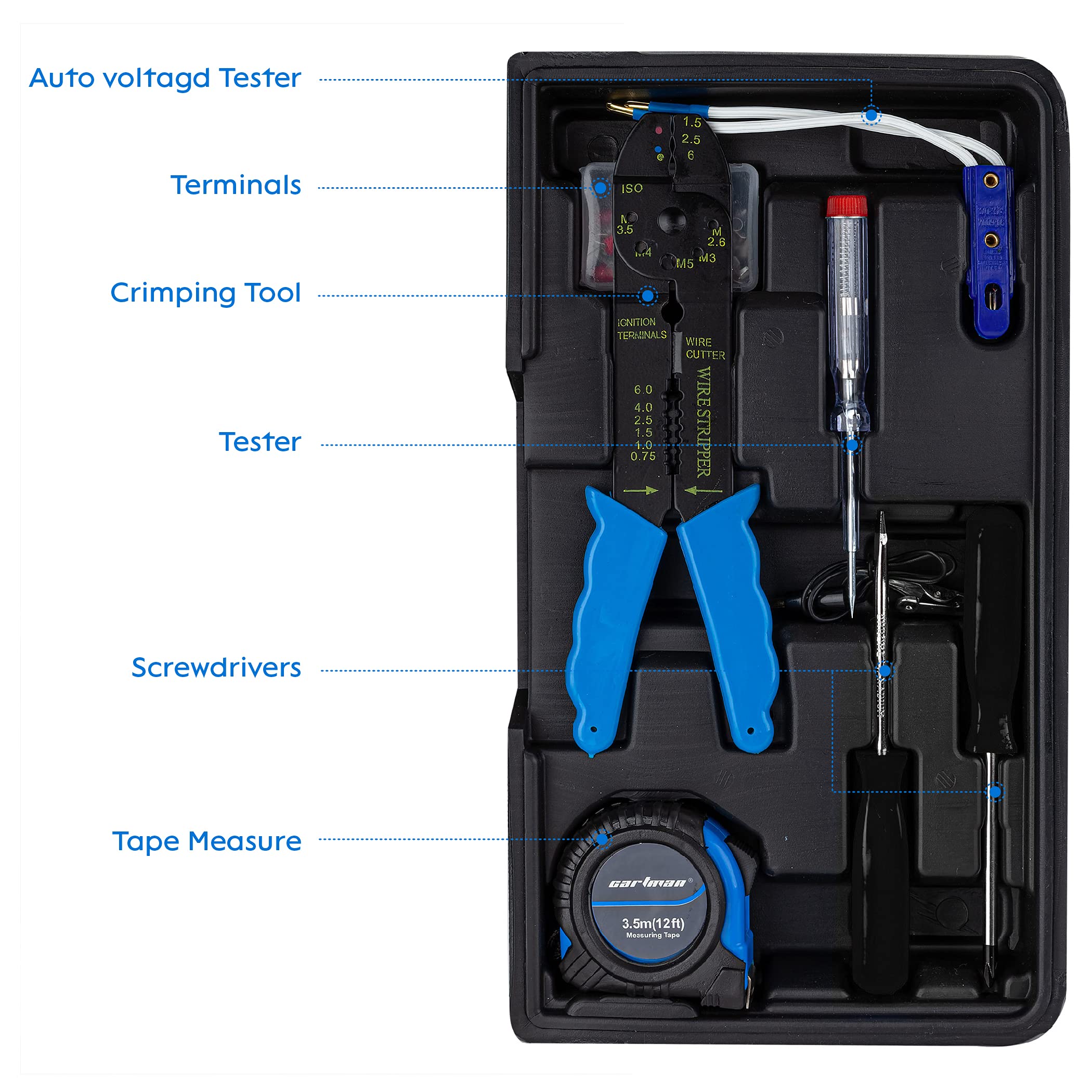 122-Piece CARTMAN Auto Tool Kit Set - Electric Tool Accessory with Drive Socket & Wrench Set (Blue) for Car Repair, Home Improvement & DIY Projects