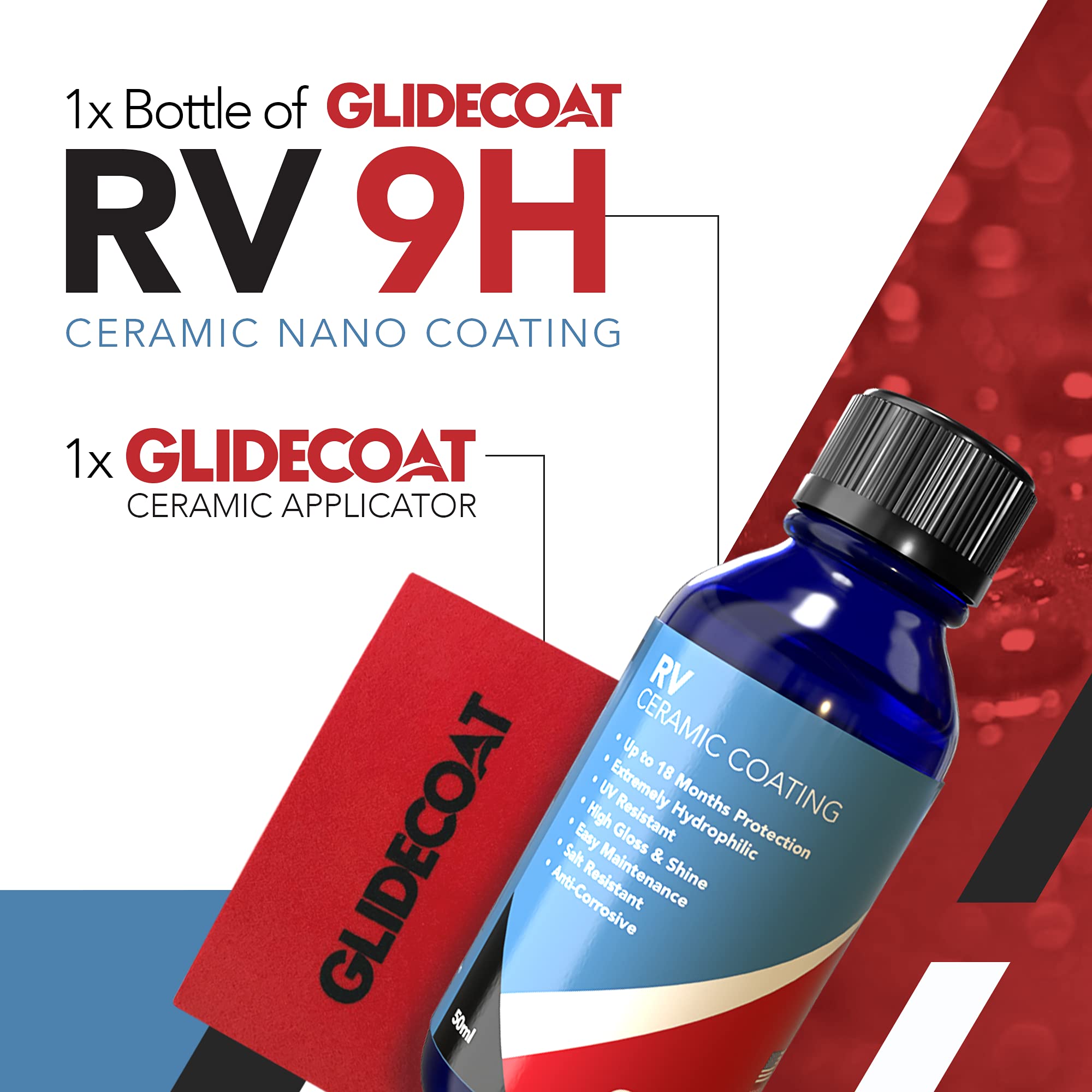 Glidecoat RV Ceramic Coating (50ml) - 9H Nano Ceramic Coating for RVs, Boats, Cars & Aircraft - Long-Lasting Protection Better Than Wax - Waterproof UV-Resistant Paint Sealant - Perfect for Road Trips, Off-Roading & Marine Use