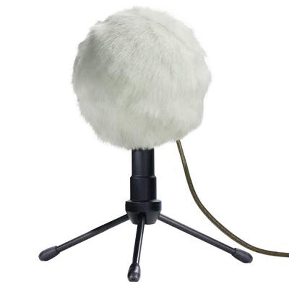 aoory Snowball-Shaped Furry Microphone Cover - Windproof Pop Filter for Studio Recording, Podcasting & Streaming (White)