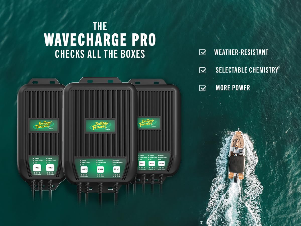 Battery Tender WaveCharge Pro 2 Bank 20A Smart Charger - 12V Weatherproof Battery Maintainer (10A Per Bank) - Ideal for Marine, RV, ATV & Motorcycle Battery Charging & Maintenance