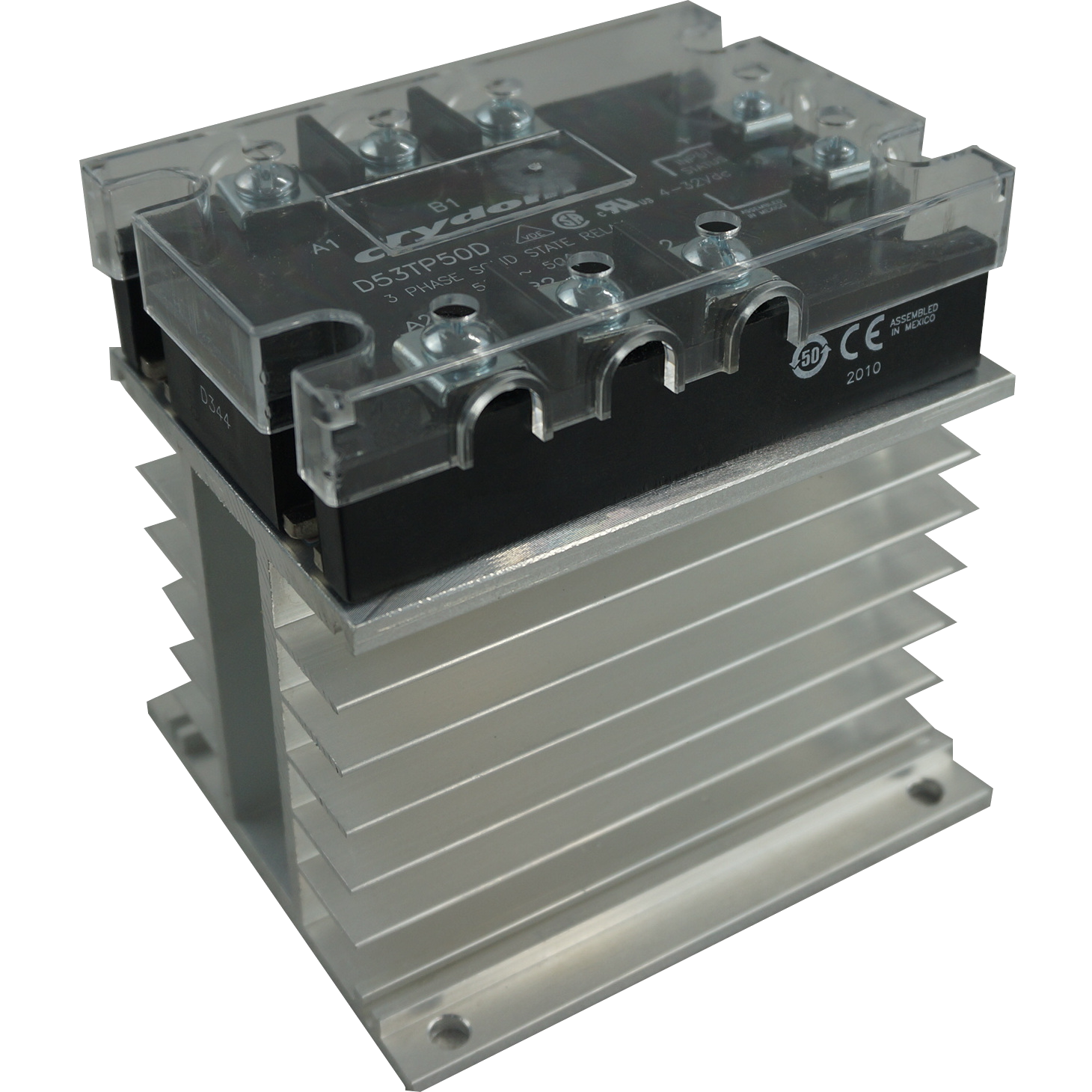 3 Phase Solid State Relay & Heatsink Kit - A53TP50D + HS212DR, 90-280VAC Control, 20A/Phase @40°C, 48-530VAC Load, LED Indicator - Perfect for Industrial Automation, HVAC Systems & Motor Control Applications