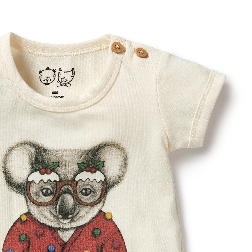 Organic Christmas Koala Bodysuit for Babies - Soft & Comfortable Holiday Outfit for Infants & Toddlers - Perfect for Family Photos, Holiday Parties & Festive Celebrations