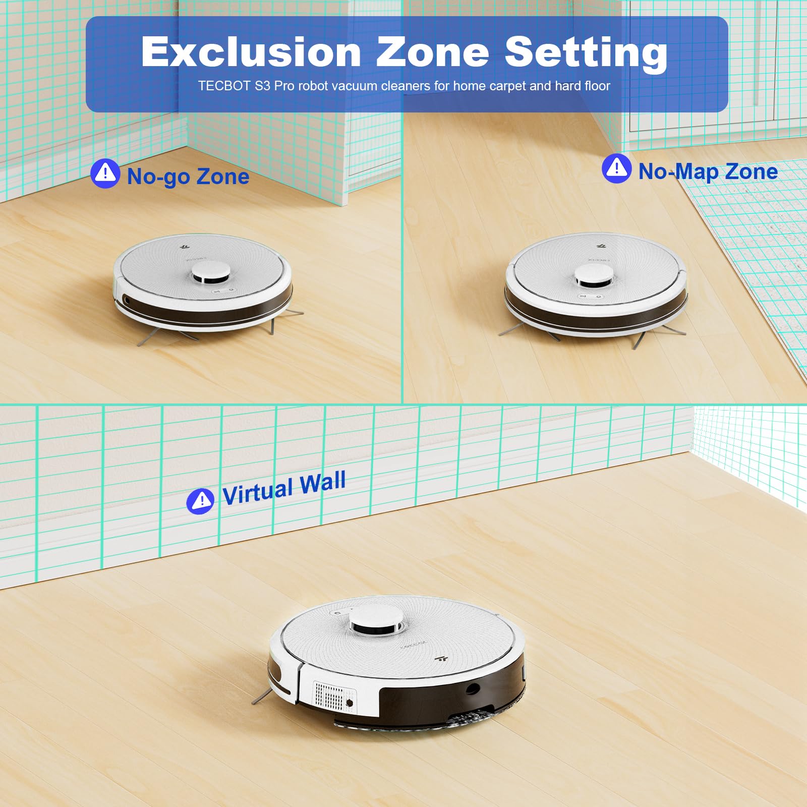 TECBOT S3 PRO Robot Vacuum and Mop with LiDAR Navigation - 4000Pa Strong Suction, 150min Runtime, Auto Recharge, WiFi/App/Alexa Control - Perfect for Hard Floors, Pet Hair, White - Ideal for Home Cleaning, Office Spaces & Pet Owners