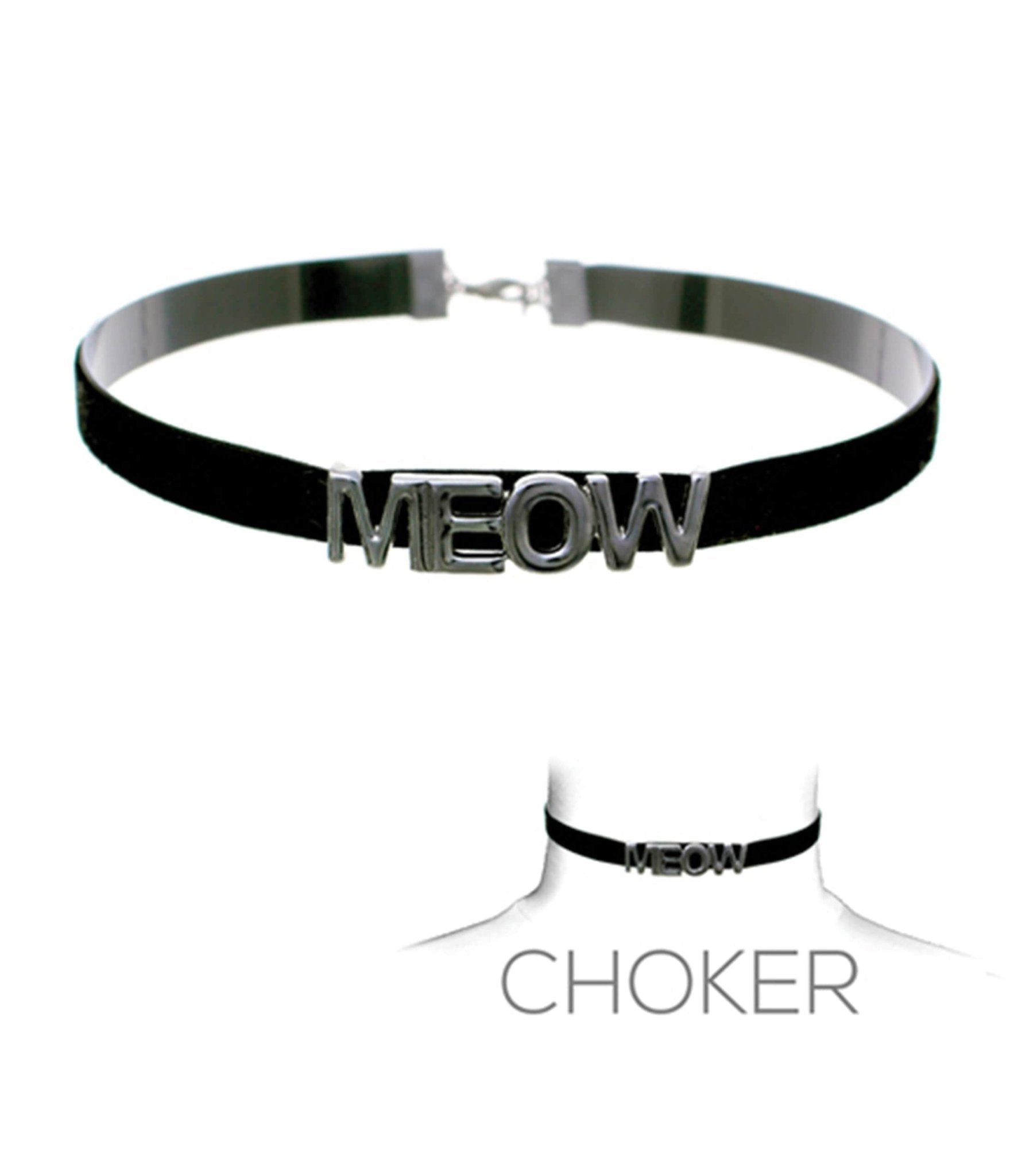 Silver & Black Cat Choker Necklace - Elegant Gothic Pet Lover Jewelry for Women - Perfect for Halloween, Cosplay, and Night Out Accessories