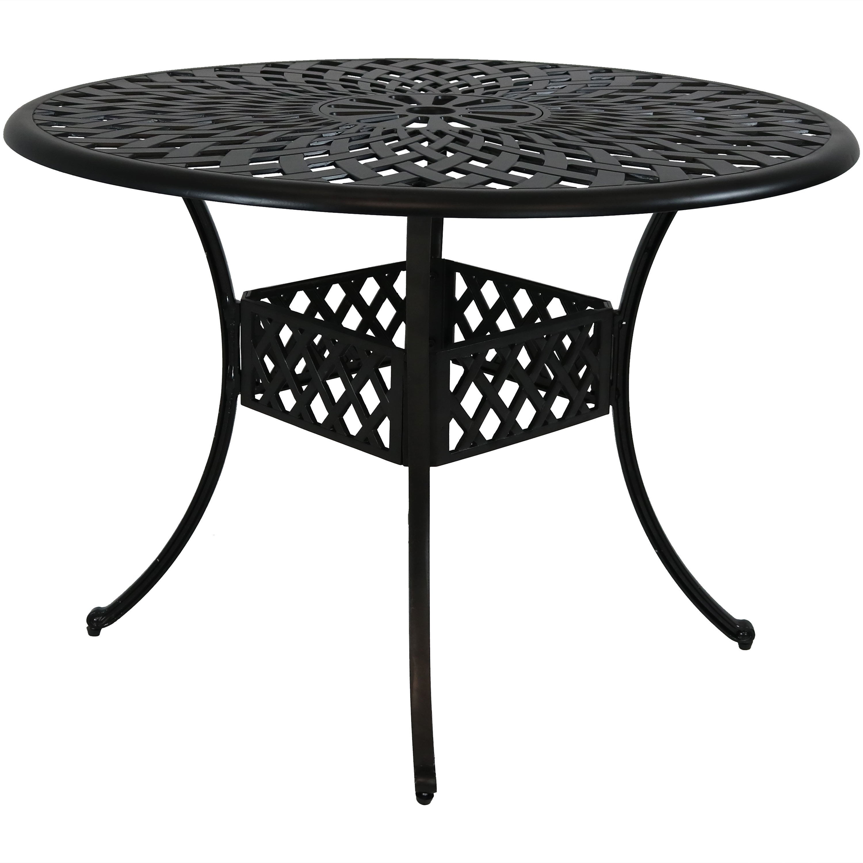 Sunnydaze Crossweave Cast Aluminum Round Patio Table 41